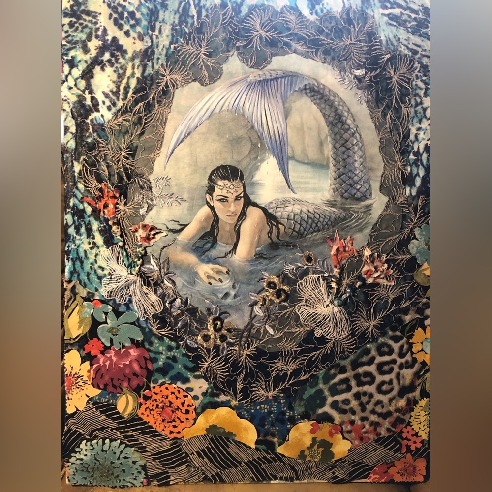 Take a sneak peak… MERMAID’S LAIR… under construction by me! 30x22 inches